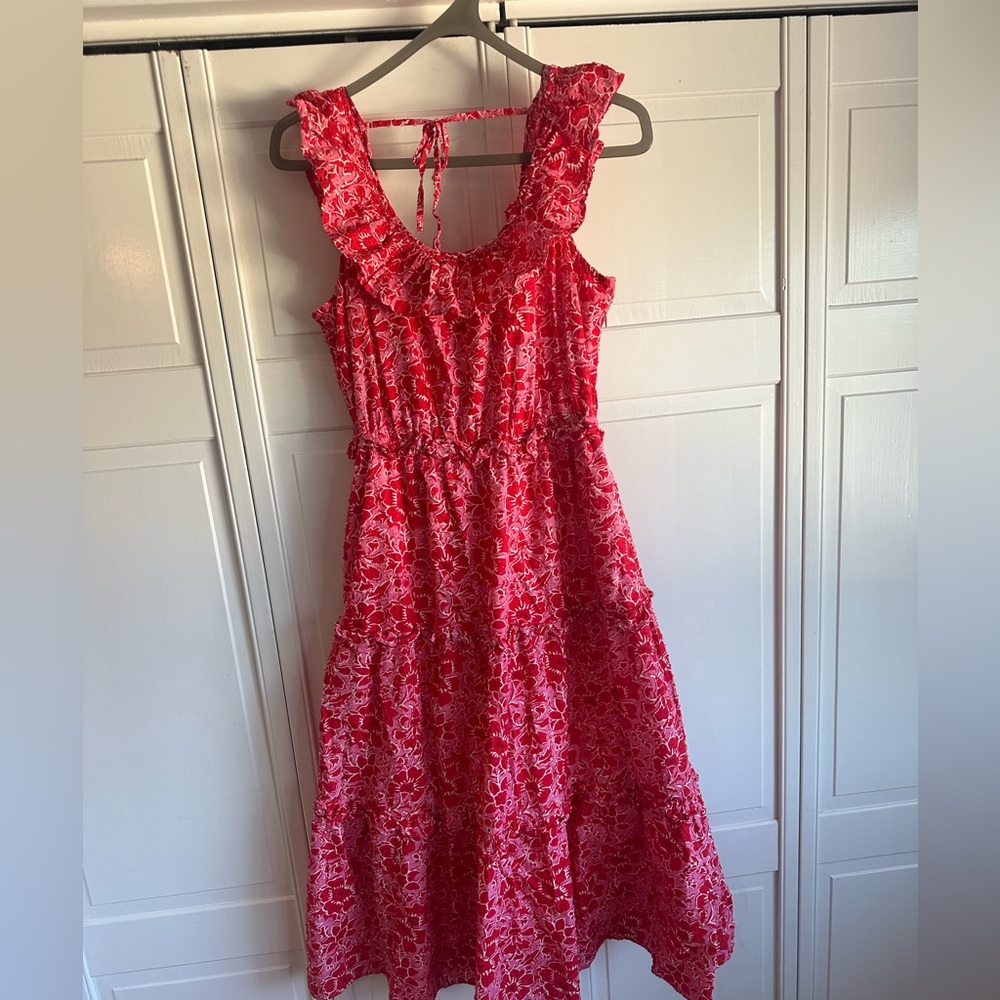 J. Crew Azalea Ruffle Red Floral sundress